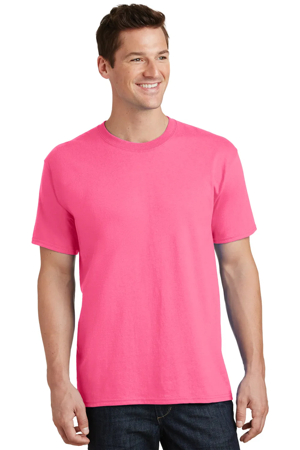 Port & Company Mens Core Short Sleeve Crewneck T-Shirt - Neon Pink  Buy the latest Clothing Port-Company