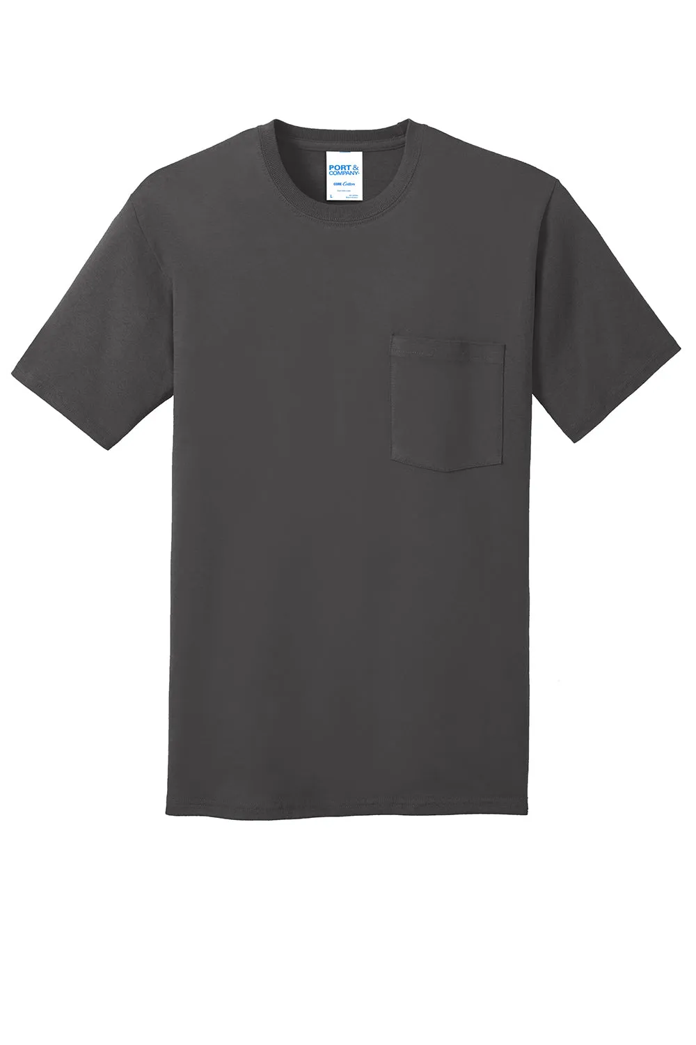 Port & Company Mens Core Short Sleeve Crewneck T-Shirt w/ Pocket - Charcoal Grey  Buy the latest Clothing Port-Company