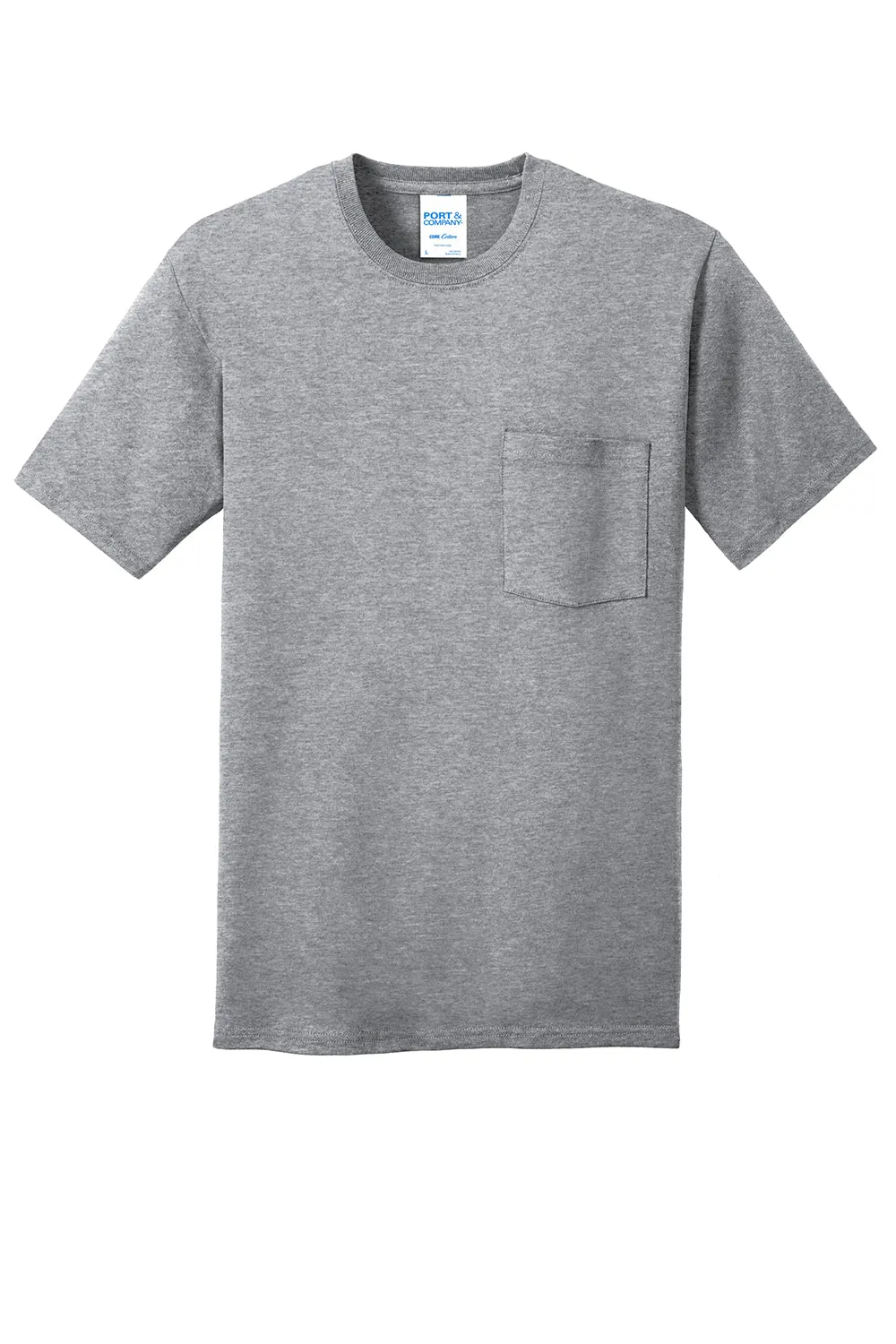 Port & Company Mens Core Short Sleeve Crewneck T-Shirt w/ Pocket - Heather Grey  Buy the latest Clothing Port-Company