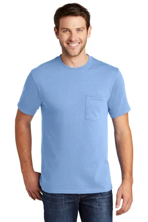 Port & Company Mens Core Short Sleeve Crewneck T-Shirt w/ Pocket - Light Blue  Buy the latest Clothing Port-Company
