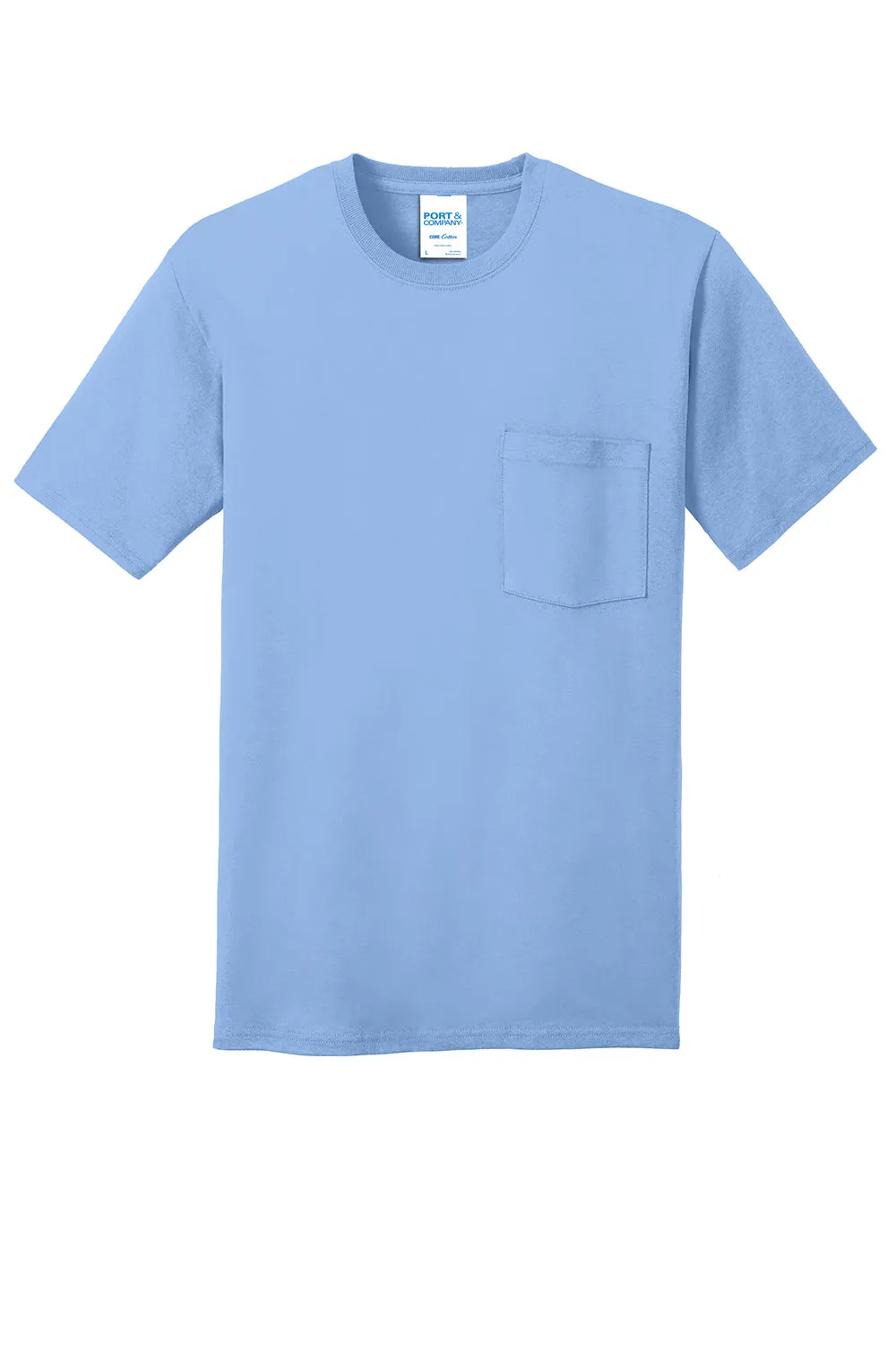 Port & Company Mens Core Short Sleeve Crewneck T-Shirt w/ Pocket - Light Blue  Buy the latest Clothing Port-Company