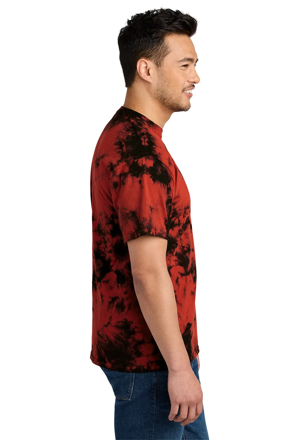 Port & Company Mens Crystal Tie-Dye Short Sleeve Crewneck T-Shirt - Black/Red  Buy the latest Clothing Port-Company