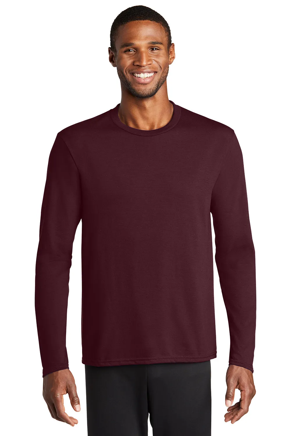 Port & Company Mens Dry Zone Performance Moisture Wicking Long Sleeve Crewneck T-Shirt - Athletic Maroon  Buy the latest Clothing Port-Company