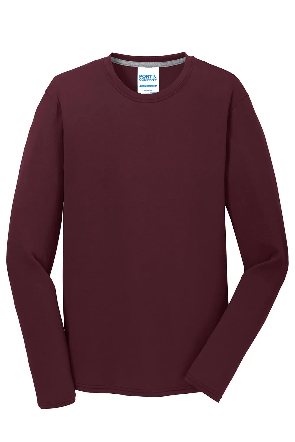 Port & Company Mens Dry Zone Performance Moisture Wicking Long Sleeve Crewneck T-Shirt - Athletic Maroon  Buy the latest Clothing Port-Company