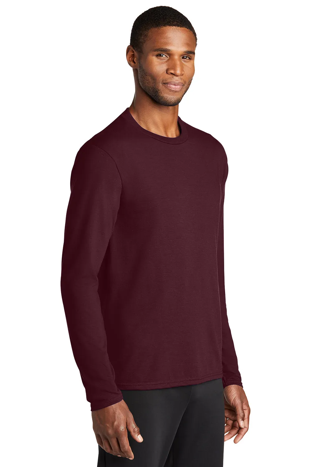 Port & Company Mens Dry Zone Performance Moisture Wicking Long Sleeve Crewneck T-Shirt - Athletic Maroon  Buy the latest Clothing Port-Company
