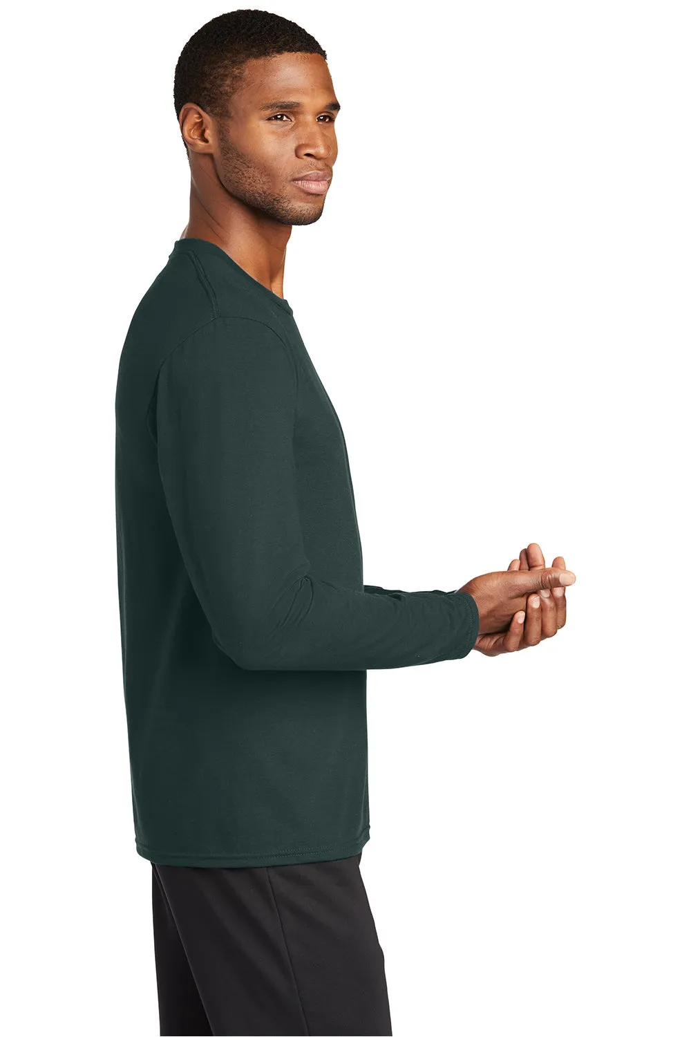 Port & Company Mens Dry Zone Performance Moisture Wicking Long Sleeve Crewneck T-Shirt - Dark Green  Buy the latest Clothing Port-Company