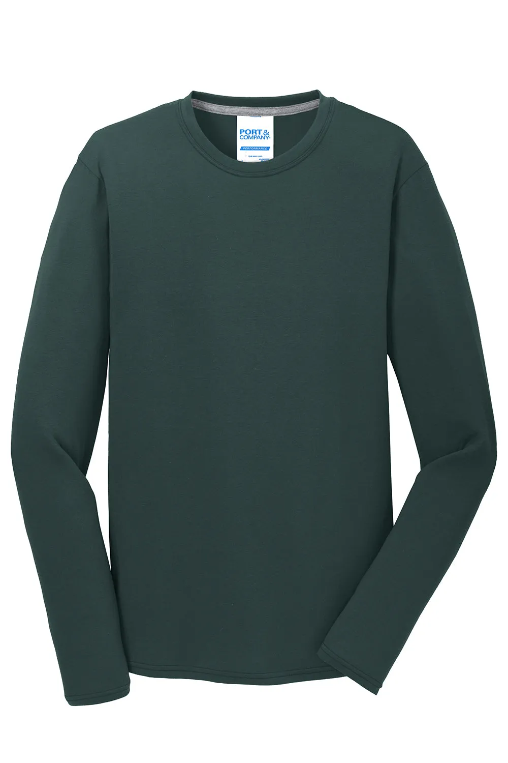 Port & Company Mens Dry Zone Performance Moisture Wicking Long Sleeve Crewneck T-Shirt - Dark Green  Buy the latest Clothing Port-Company