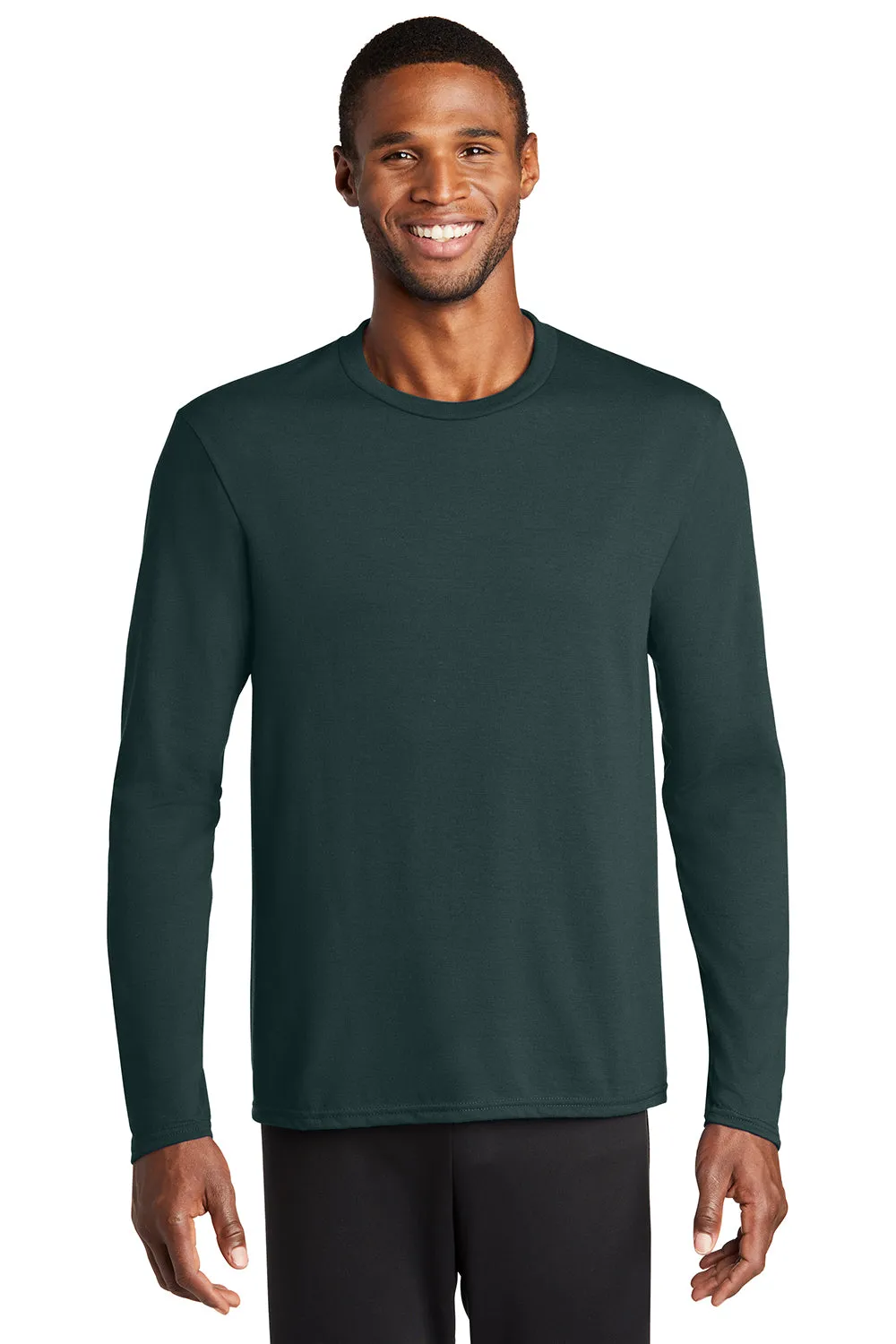 Port & Company Mens Dry Zone Performance Moisture Wicking Long Sleeve Crewneck T-Shirt - Dark Green  Buy the latest Clothing Port-Company