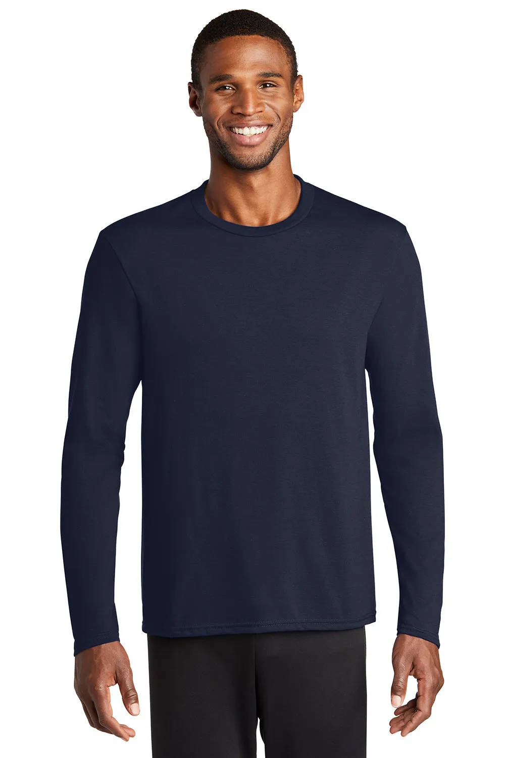 Port & Company Mens Dry Zone Performance Moisture Wicking Long Sleeve Crewneck T-Shirt - Deep Navy Blue  Buy the latest Clothing Port-Company