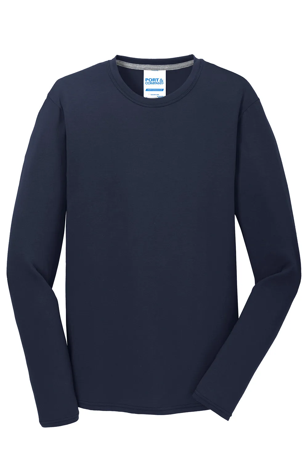 Port & Company Mens Dry Zone Performance Moisture Wicking Long Sleeve Crewneck T-Shirt - Deep Navy Blue  Buy the latest Clothing Port-Company