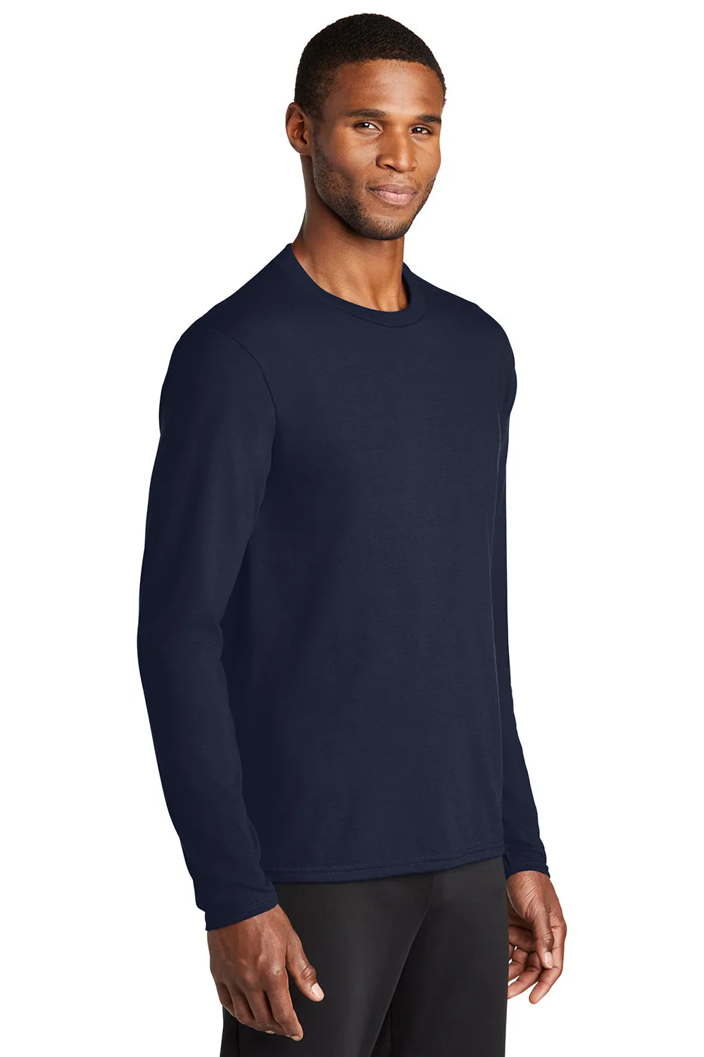 Port & Company Mens Dry Zone Performance Moisture Wicking Long Sleeve Crewneck T-Shirt - Deep Navy Blue  Buy the latest Clothing Port-Company