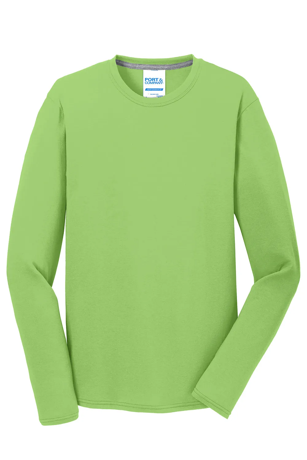 Port & Company Mens Dry Zone Performance Moisture Wicking Long Sleeve Crewneck T-Shirt - Lime Green  Buy the latest Clothing Port-Company
