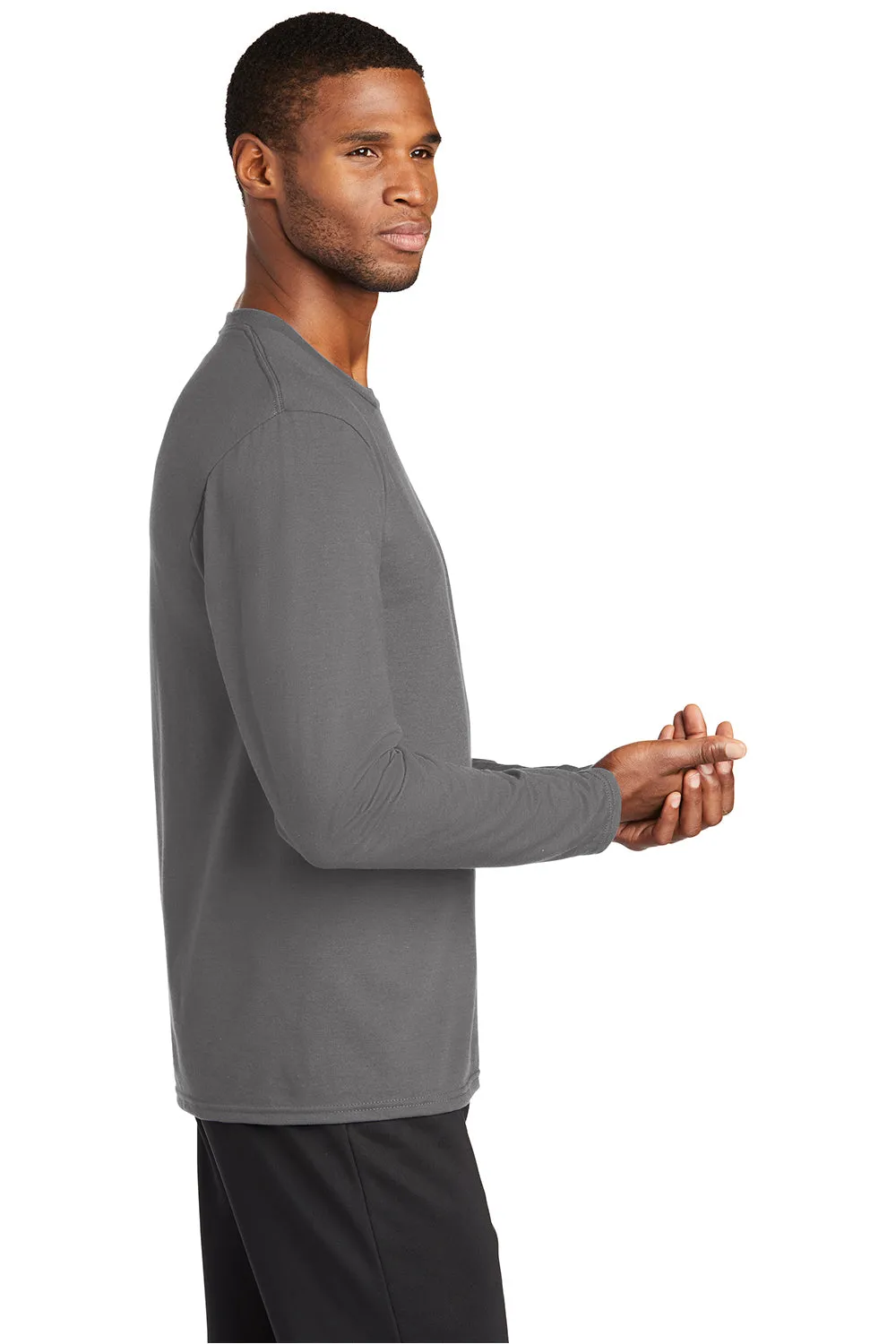 Port & Company Mens Dry Zone Performance Moisture Wicking Long Sleeve Crewneck T-Shirt - Medium Grey  Buy the latest Clothing Port-Company