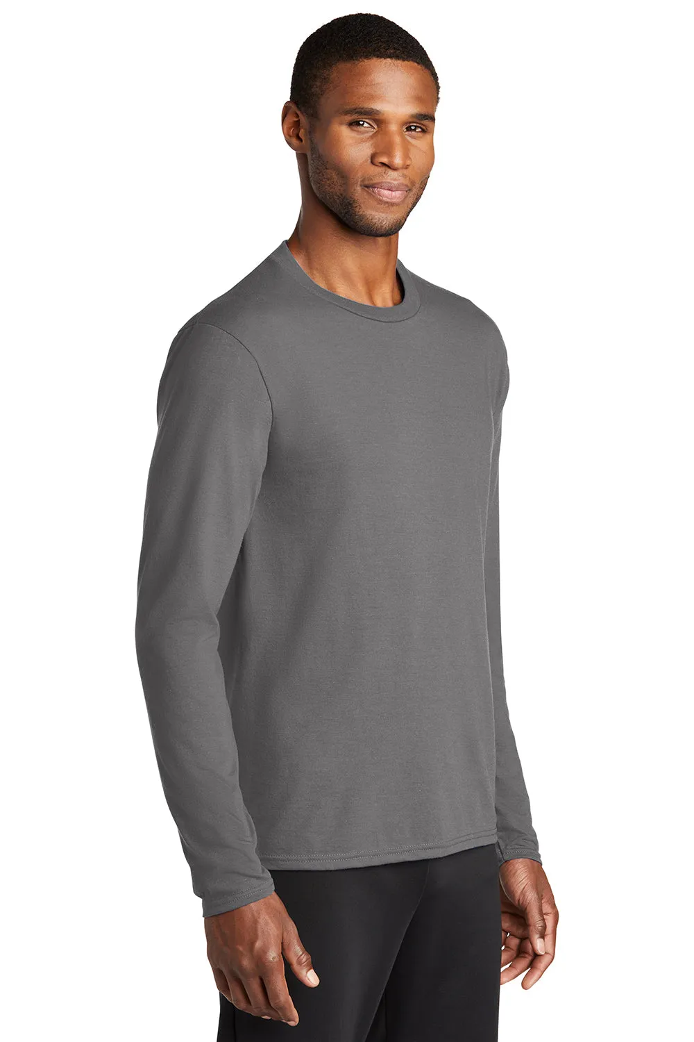 Port & Company Mens Dry Zone Performance Moisture Wicking Long Sleeve Crewneck T-Shirt - Medium Grey  Buy the latest Clothing Port-Company