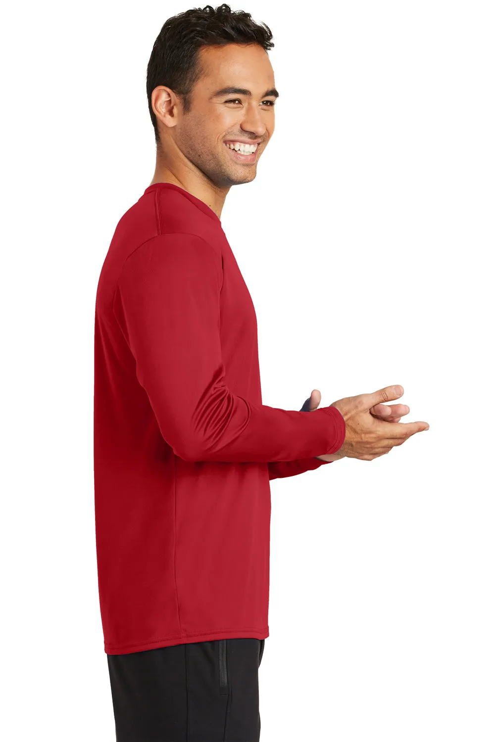 Port & Company Mens Dry Zone Performance Moisture Wicking Long Sleeve Crewneck T-Shirt - Red  Buy the latest Clothing Port-Company