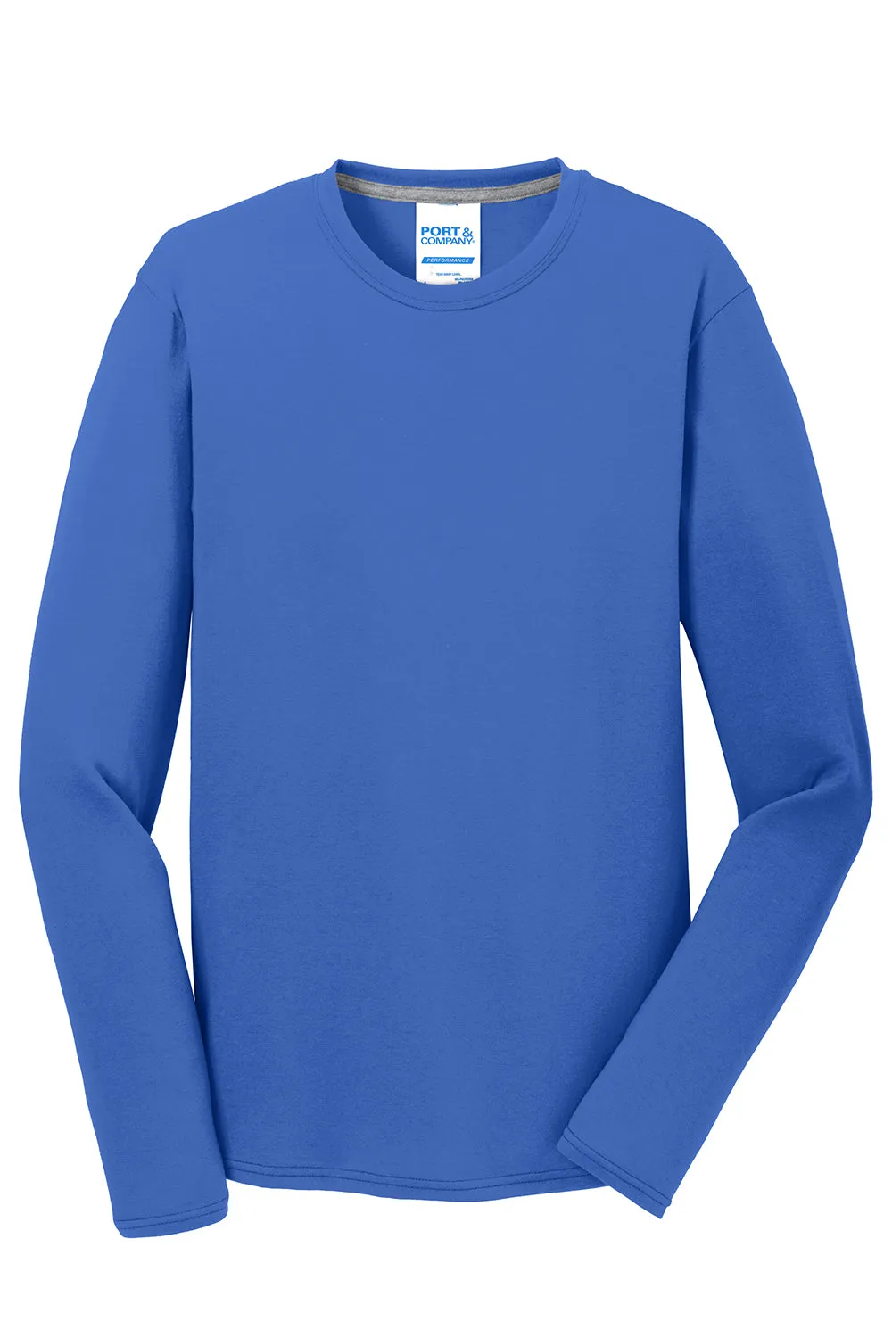 Port & Company Mens Dry Zone Performance Moisture Wicking Long Sleeve Crewneck T-Shirt - True Royal Blue  Buy the latest Clothing Port-Company