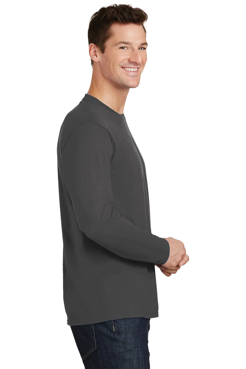 Port & Company Mens Fan Favorite Long Sleeve Crewneck T-Shirt - Charcoal Grey  Buy the latest Clothing Port-Company