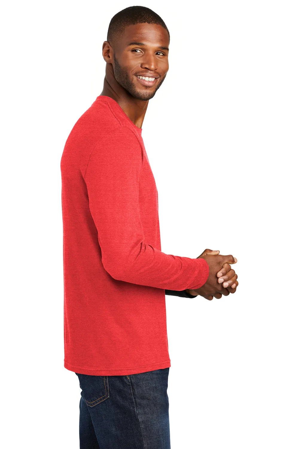 Port & Company Mens Fan Favorite Long Sleeve Crewneck T-Shirt - Heather Bright Red  Buy the latest Clothing Port-Company