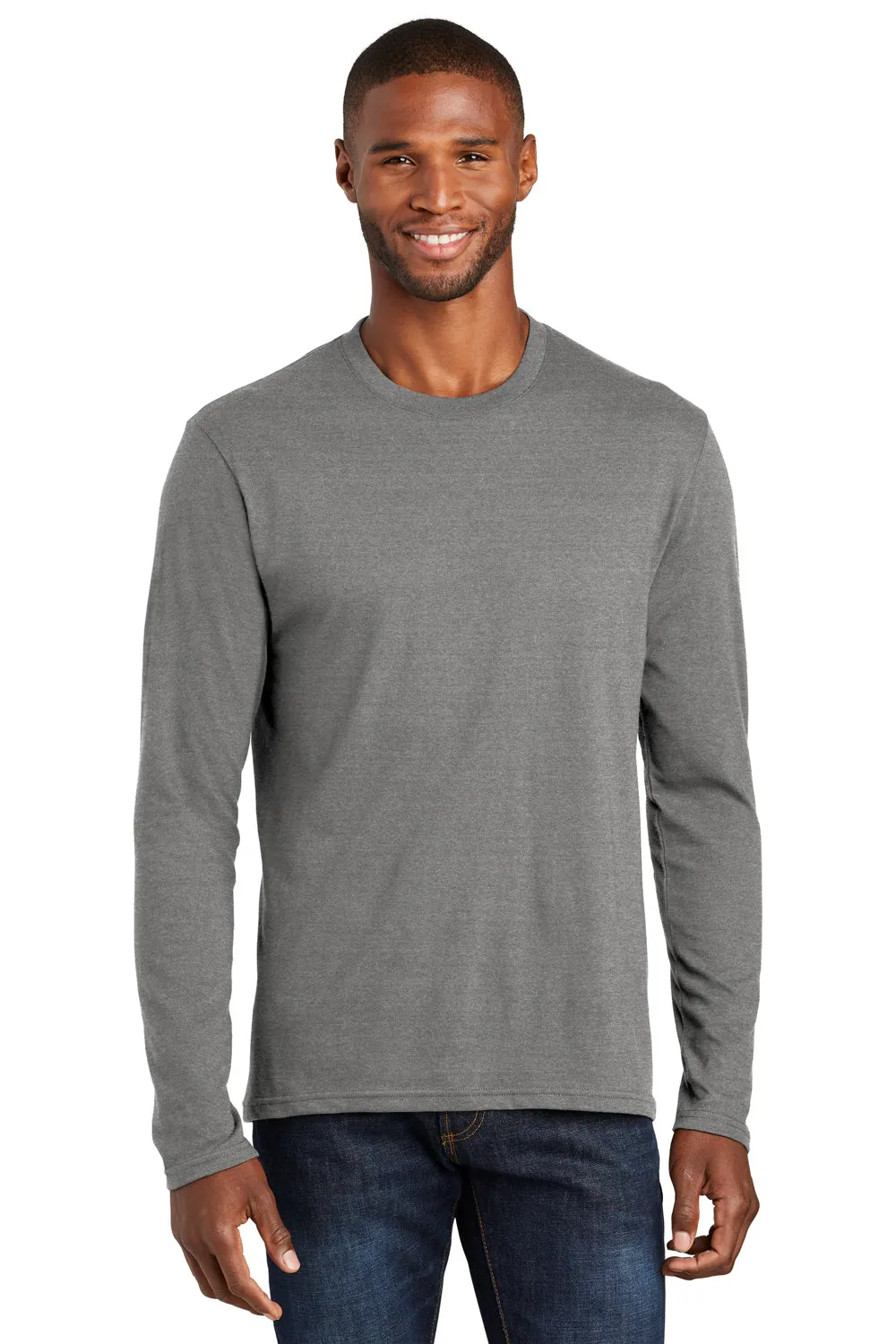 Port & Company Mens Fan Favorite Long Sleeve Crewneck T-Shirt - Heather Graphite Grey  Buy the latest Clothing Port-Company