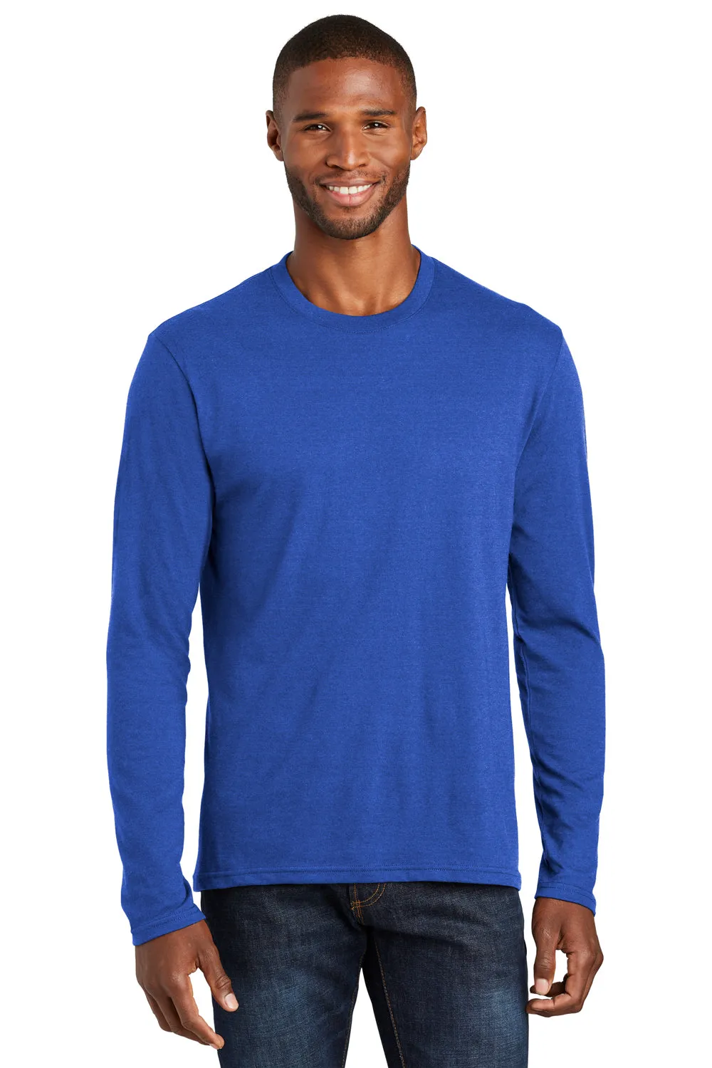 Port & Company Mens Fan Favorite Long Sleeve Crewneck T-Shirt - Heather True Royal Blue  Buy the latest Clothing Port-Company
