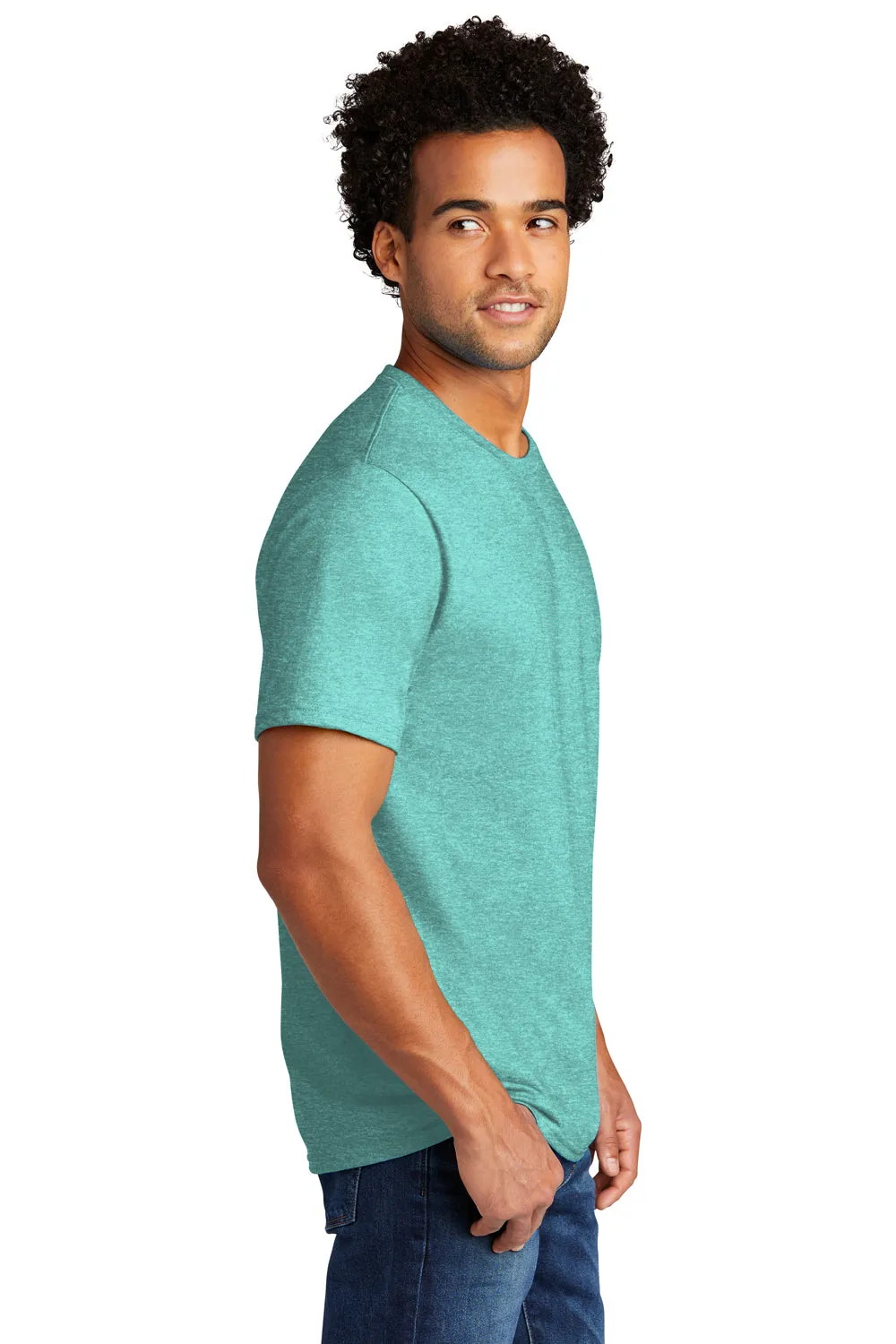 Port & Company Mens Short Sleeve Crewneck T-Shirt - Heather Vivid Teal Green  Buy the latest Clothing Port-Company