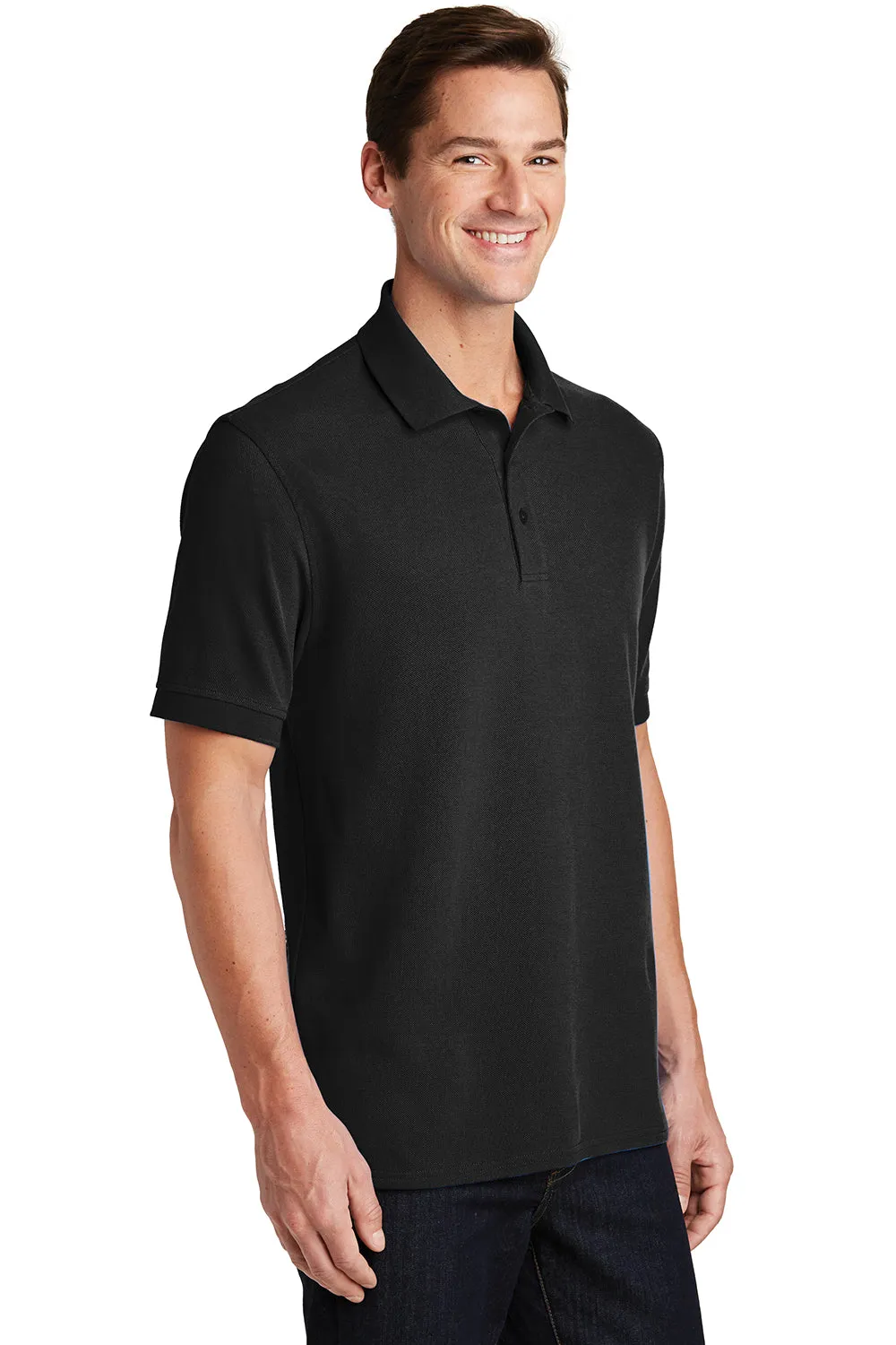 Port & Company Mens Stain Resistant Short Sleeve Polo Shirt - Jet Black  Buy the latest Clothing Port-Company
