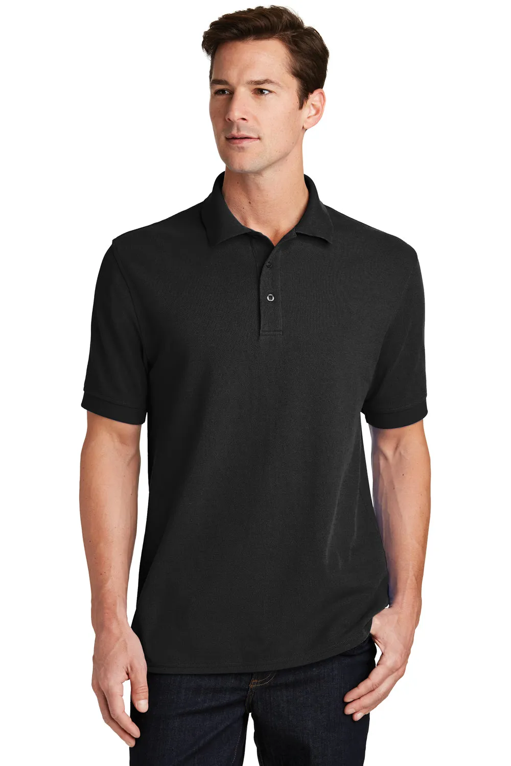 Port & Company Mens Stain Resistant Short Sleeve Polo Shirt - Jet Black  Buy the latest Clothing Port-Company