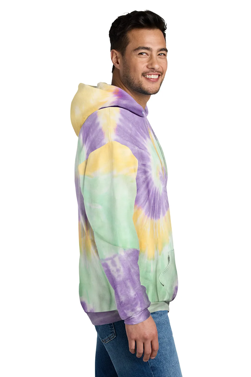 Port & Company Mens Tie-Dye Fleece Hooded Sweatshirt Hoodie w/ Pouch Pocket - Mint Rainbow  Buy the latest Clothing Port-Company