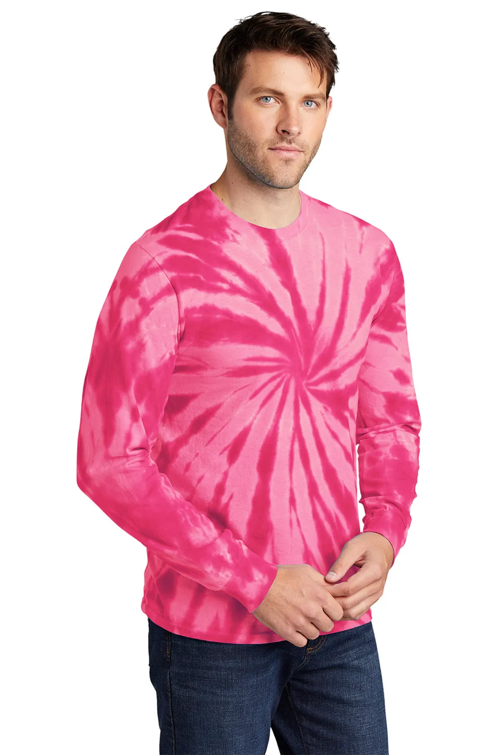 Port & Company Mens Tie-Dye Long Sleeve Crewneck T-Shirt - Pink  Buy the latest Clothing Port-Company
