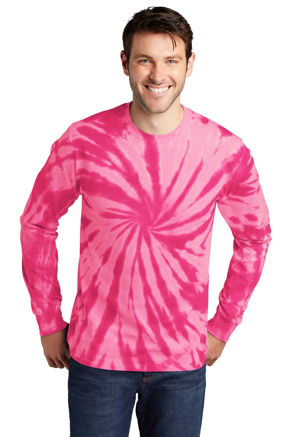 Port & Company Mens Tie-Dye Long Sleeve Crewneck T-Shirt - Pink  Buy the latest Clothing Port-Company