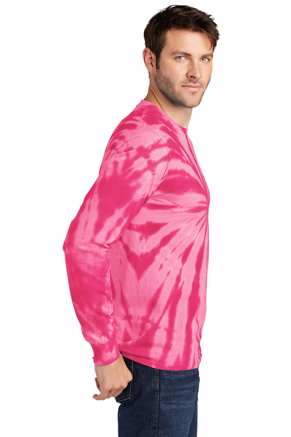 Port & Company Mens Tie-Dye Long Sleeve Crewneck T-Shirt - Pink  Buy the latest Clothing Port-Company