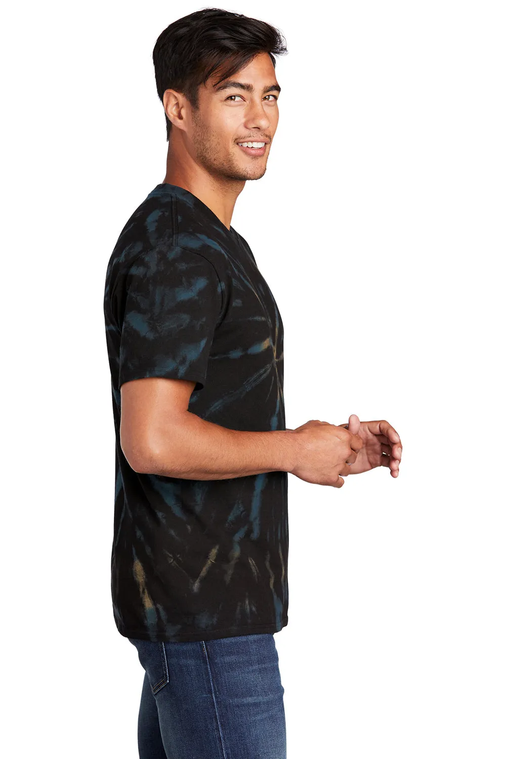 Port & Company Mens Tie-Dye Short Sleeve Crewneck T-Shirt - Black Galaxy Spiral  Buy the latest Clothing Port-Company
