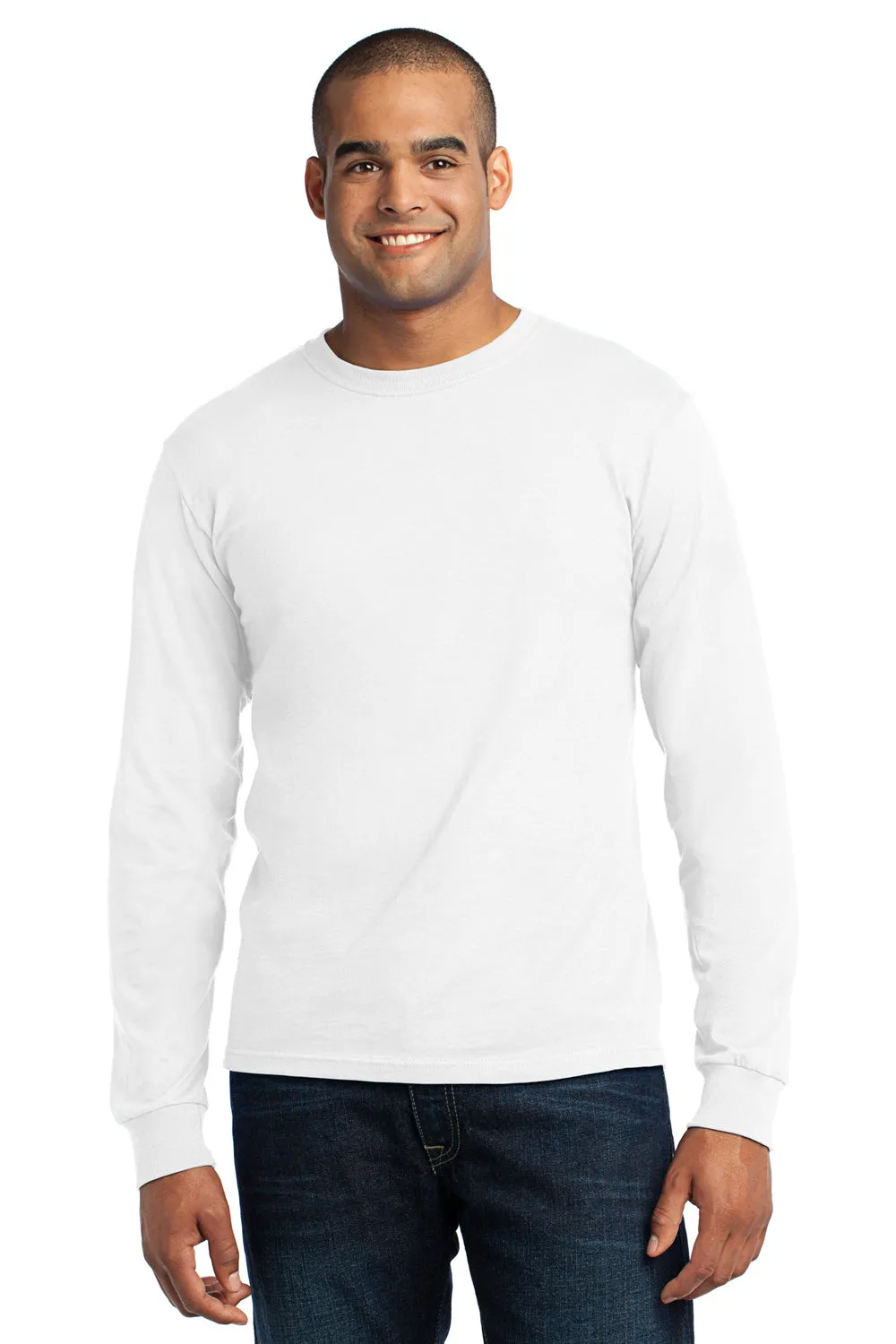 Port & Company Mens USA Made Long Sleeve Crewneck T-Shirt - White - Closeout  Buy the latest Clothing Port-Company