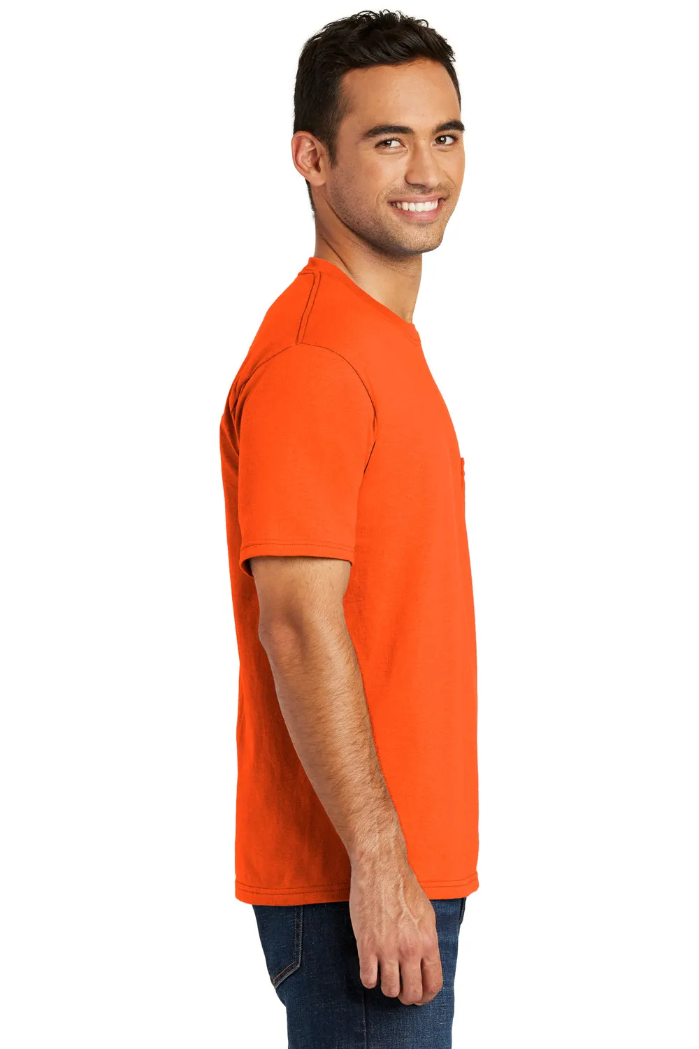 Port & Company Mens USA Made Short Sleeve Crewneck T-Shirt w/ Pocket - Safety Orange - Closeout  Buy the latest Clothing Port-Company