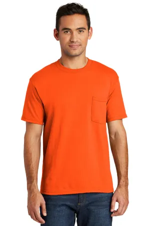 Port & Company Mens USA Made Short Sleeve Crewneck T-Shirt w/ Pocket - Safety Orange - Closeout  Buy the latest Clothing Port-Company