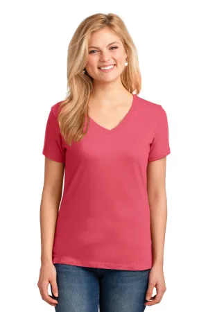 Port & Company Womens Core Short Sleeve V-Neck T-Shirt - Coral  Buy the latest Clothing Port-Company