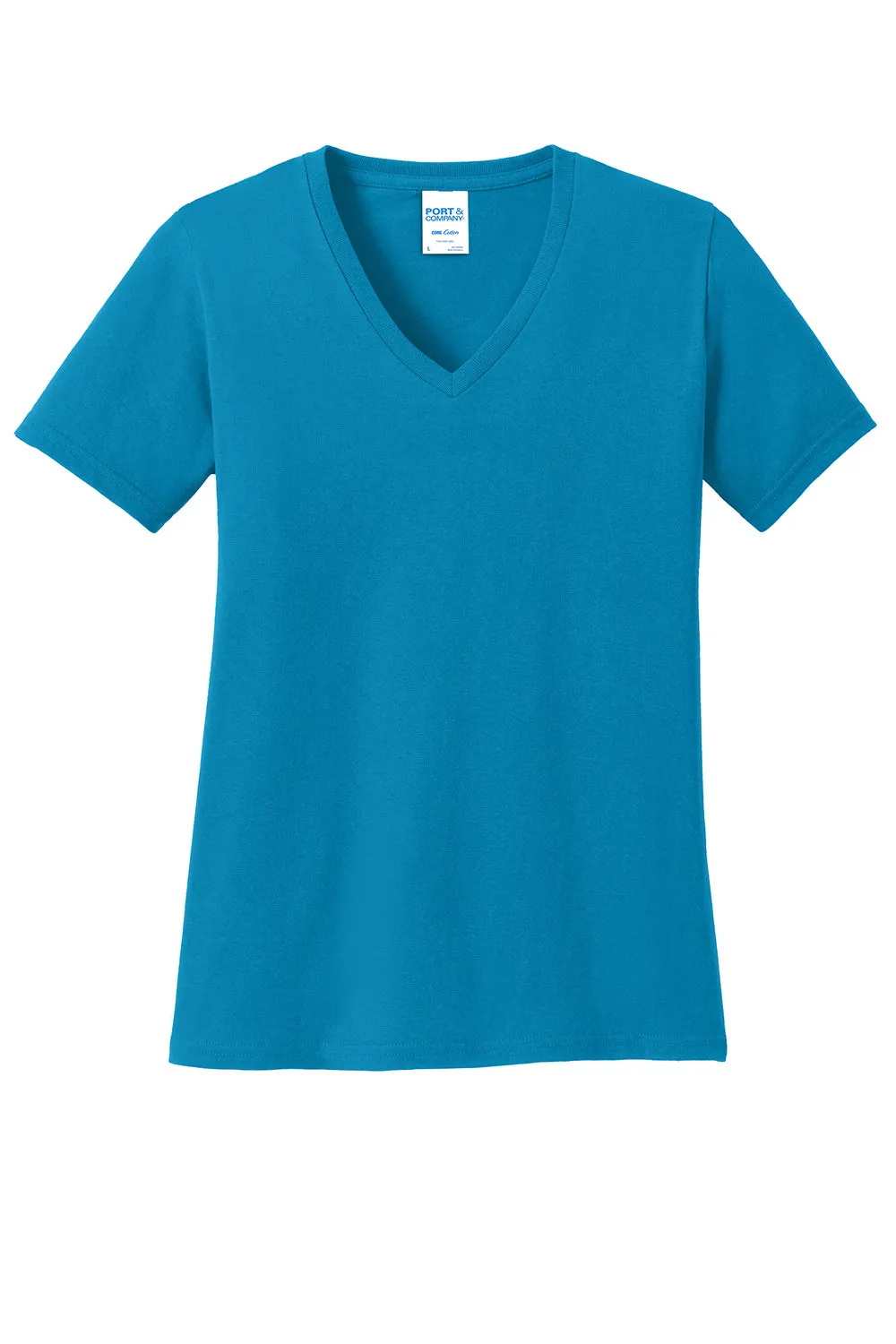 Port & Company Womens Core Short Sleeve V-Neck T-Shirt - Neon Blue  Buy the latest Clothing Port-Company