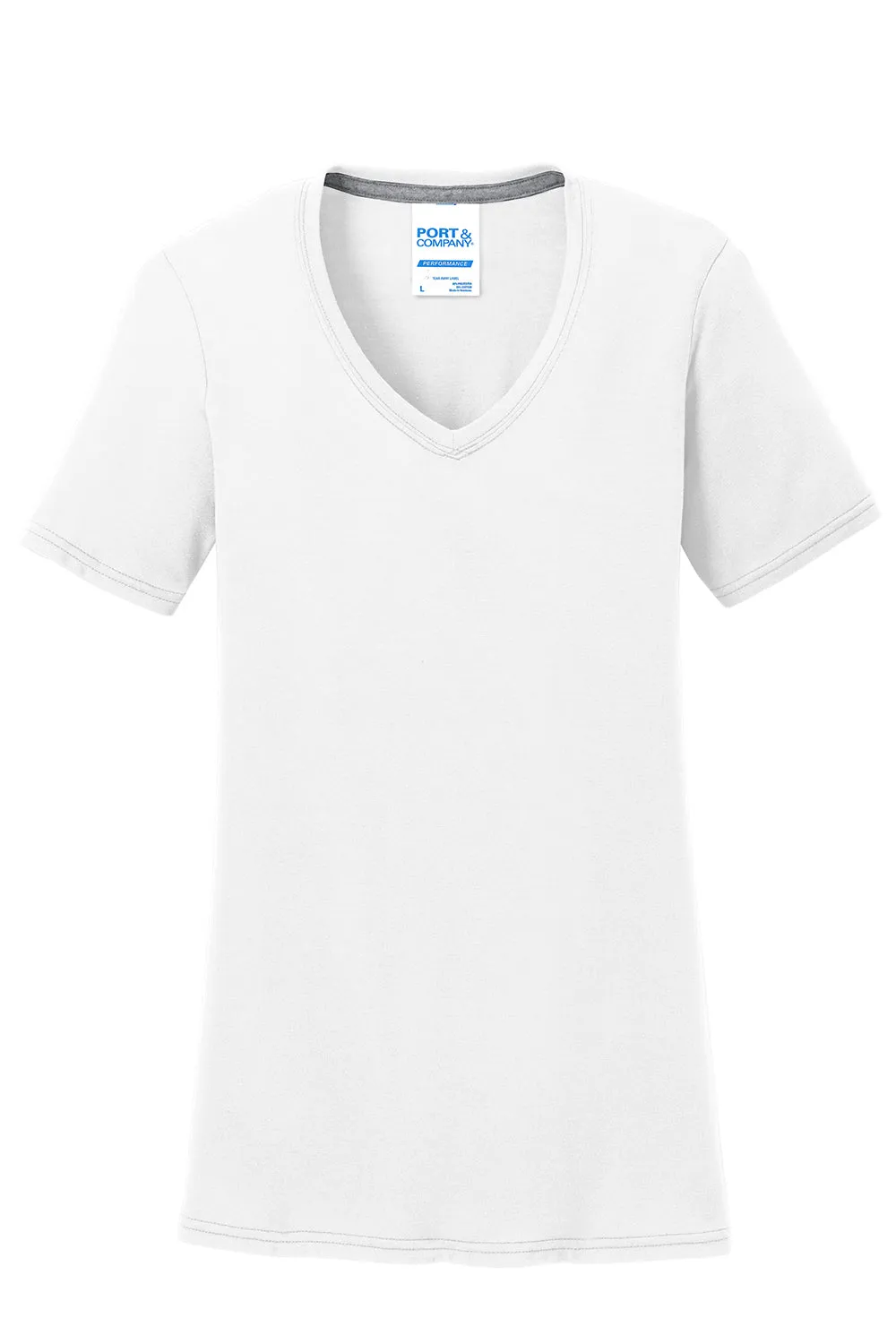 Port & Company Womens Dry Zone Performance Moisture Wicking Short Sleeve V-Neck T-Shirt - White  Buy the latest Clothing Port-Company