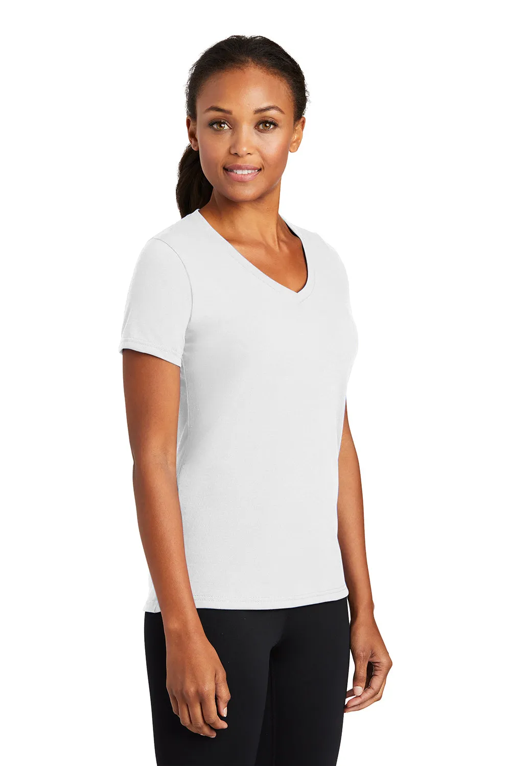 Port & Company Womens Dry Zone Performance Moisture Wicking Short Sleeve V-Neck T-Shirt - White  Buy the latest Clothing Port-Company