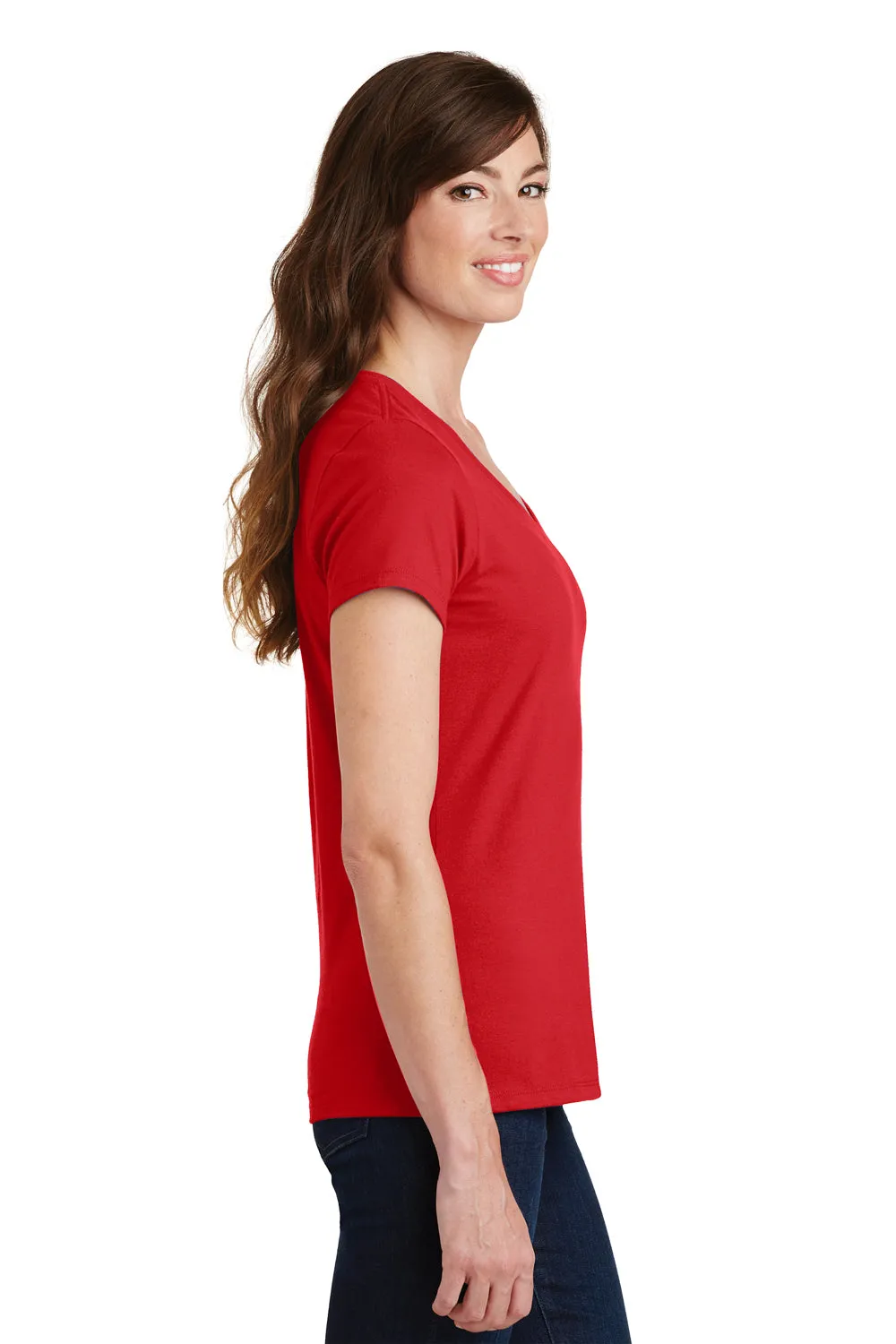 Port & Company Womens Fan Favorite Short Sleeve V-Neck T-Shirt - Bright Red  Buy the latest Clothing Port-Company