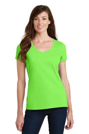 Port & Company Womens Fan Favorite Short Sleeve V-Neck T-Shirt - Flash Green - Closeout  Buy the latest Clothing Port-Company