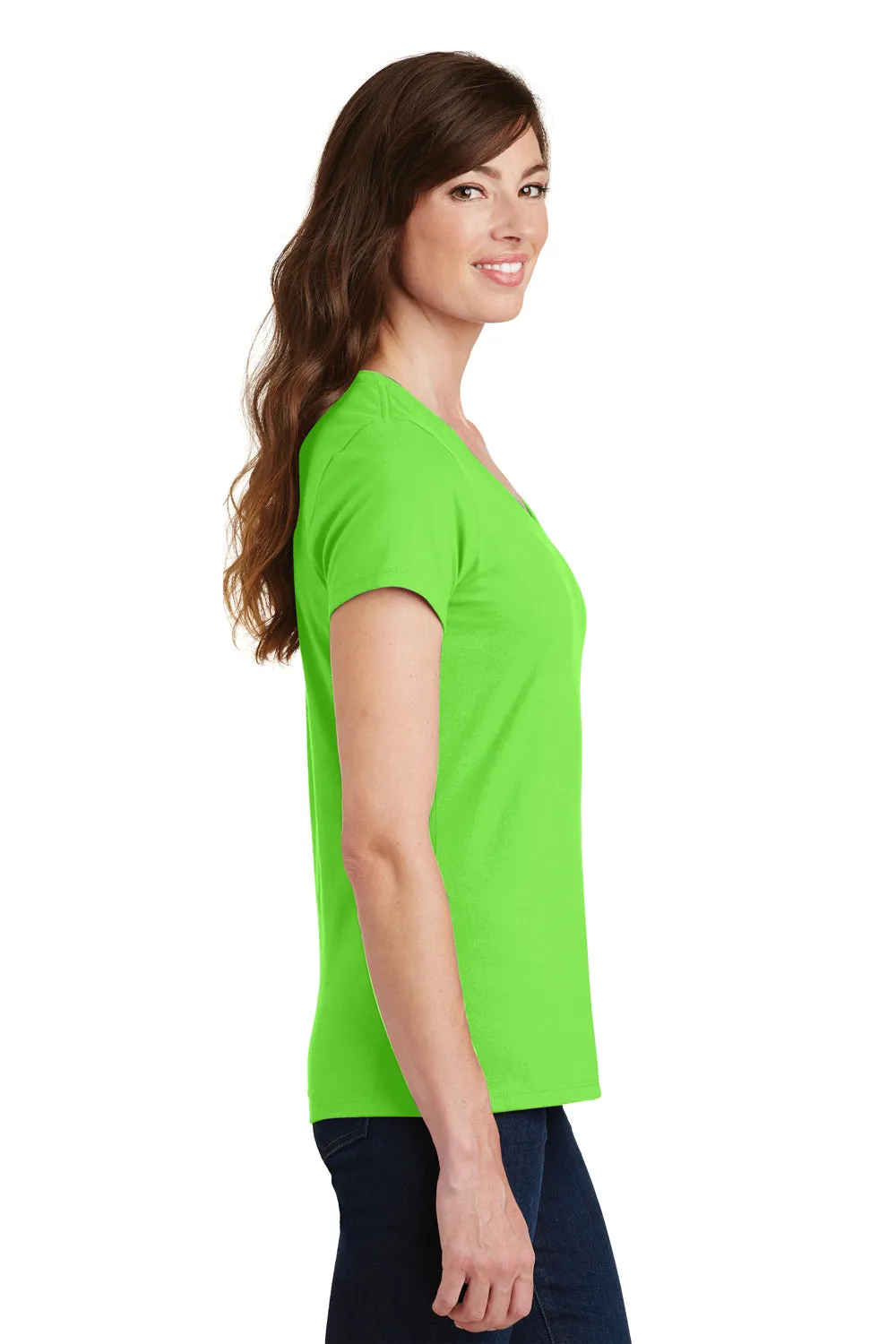 Port & Company Womens Fan Favorite Short Sleeve V-Neck T-Shirt - Flash Green - Closeout  Buy the latest Clothing Port-Company