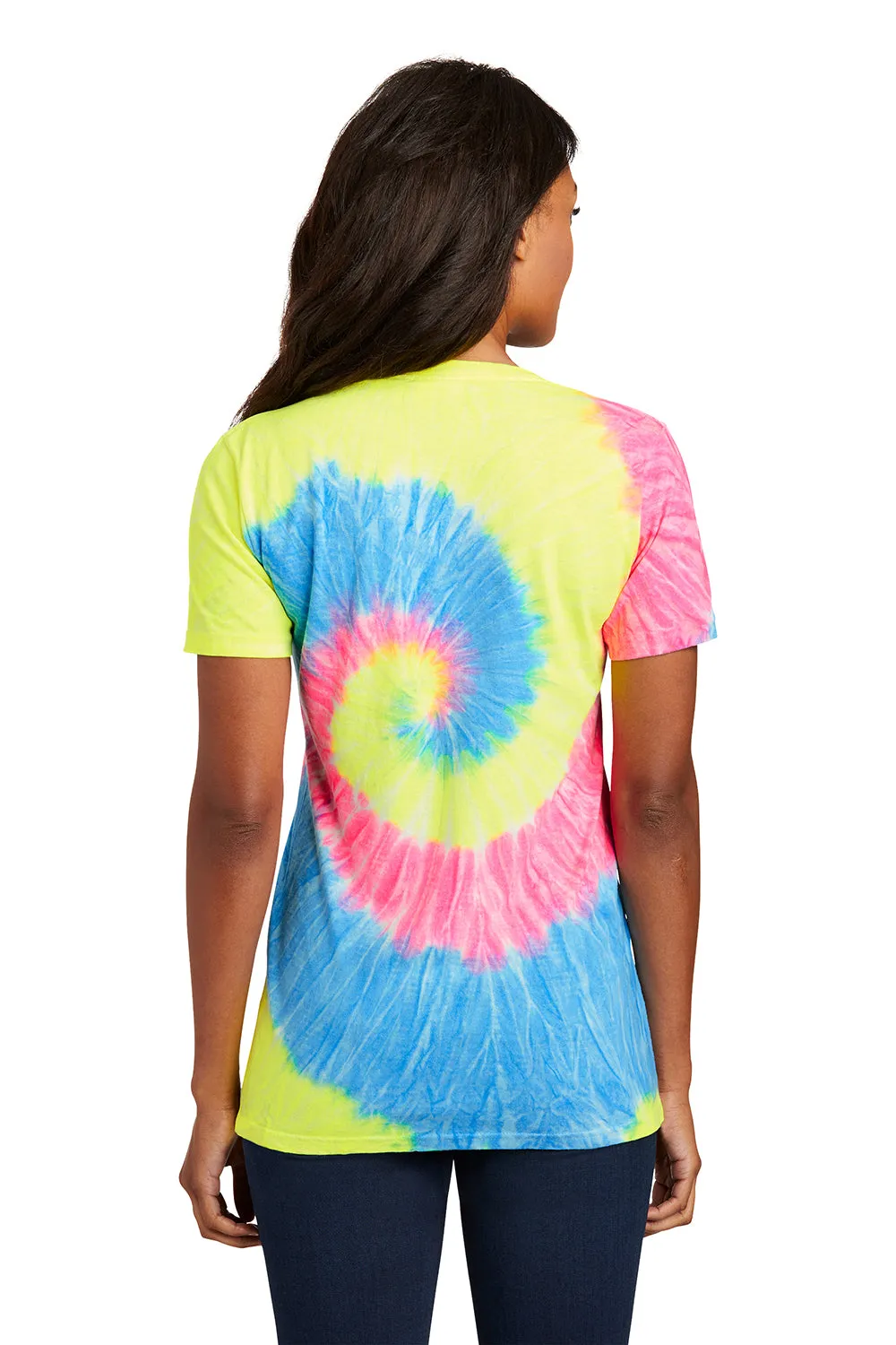 Port & Company Womens Tie-Dye Short Sleeve V-Neck T-Shirt - Neon Rainbow  Buy the latest Clothing Port-Company