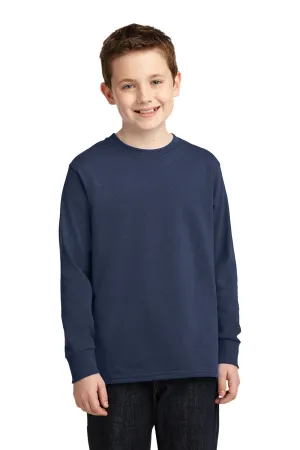 Port & Company Youth Core Long Sleeve Crewneck T-Shirt - Navy Blue  Buy the latest Clothing Port-Company