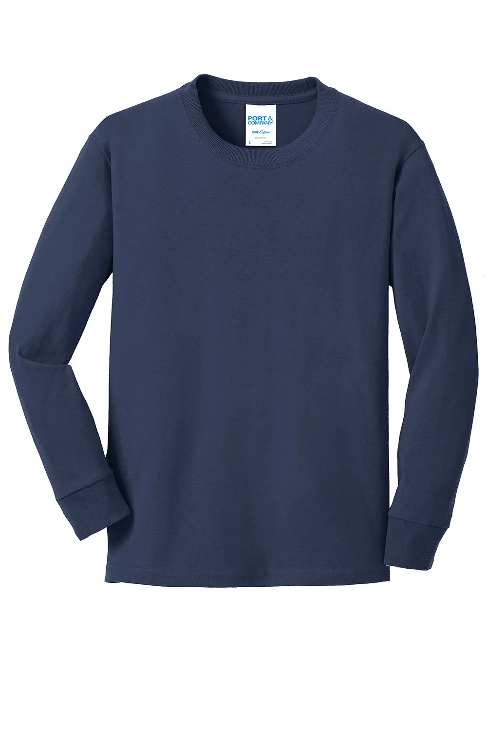 Port & Company Youth Core Long Sleeve Crewneck T-Shirt - Navy Blue  Buy the latest Clothing Port-Company