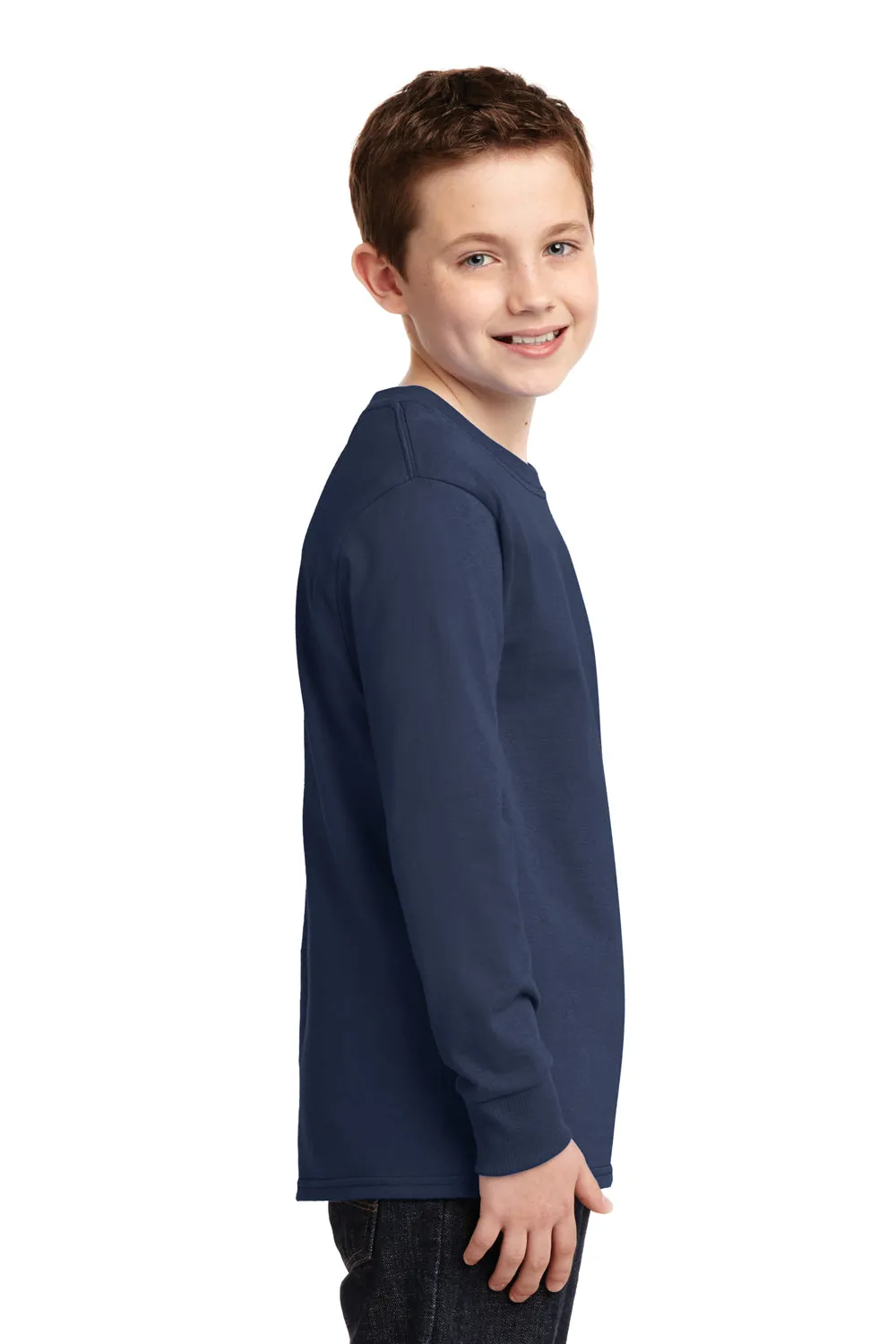Port & Company Youth Core Long Sleeve Crewneck T-Shirt - Navy Blue  Buy the latest Clothing Port-Company