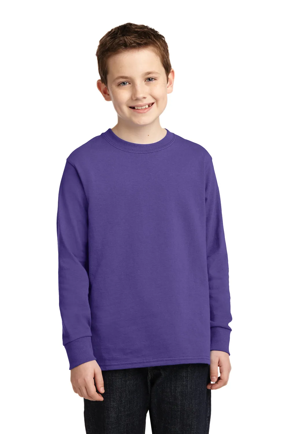 Port & Company Youth Core Long Sleeve Crewneck T-Shirt - Purple  Buy the latest Clothing Port-Company