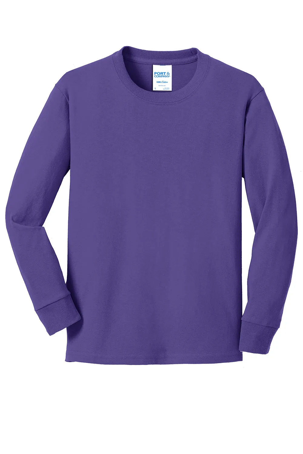 Port & Company Youth Core Long Sleeve Crewneck T-Shirt - Purple  Buy the latest Clothing Port-Company