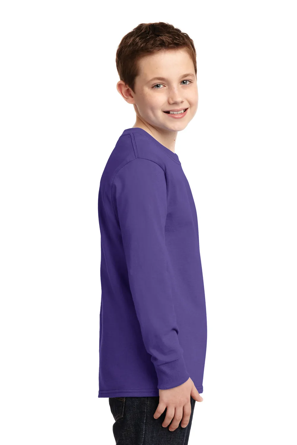 Port & Company Youth Core Long Sleeve Crewneck T-Shirt - Purple  Buy the latest Clothing Port-Company