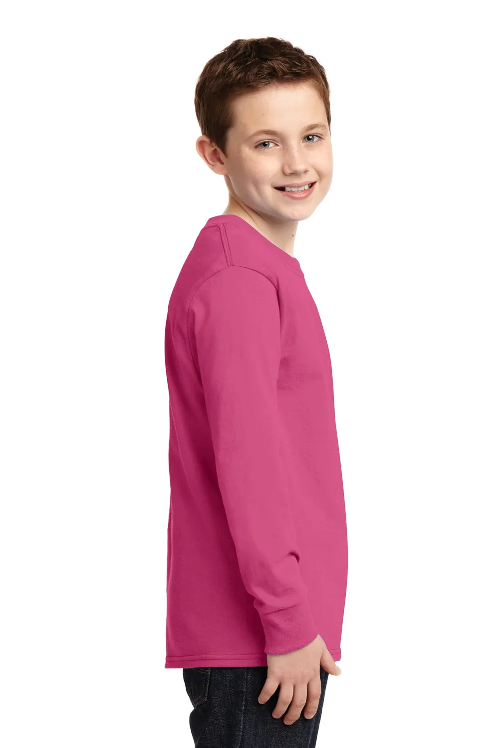 Port & Company Youth Core Long Sleeve Crewneck T-Shirt - Sangria Pink  Buy the latest Clothing Port-Company